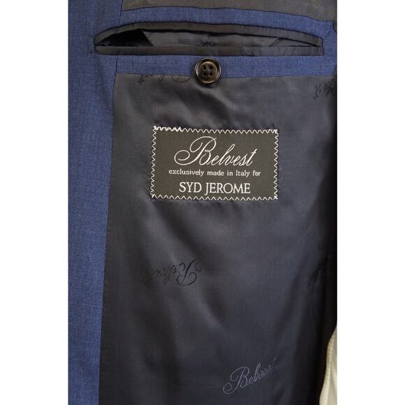 BELVEST Italy Suit Men's 46R 40x30 Striped Flannel Super 120's Wool Dual Vents - Picture 8 of 15